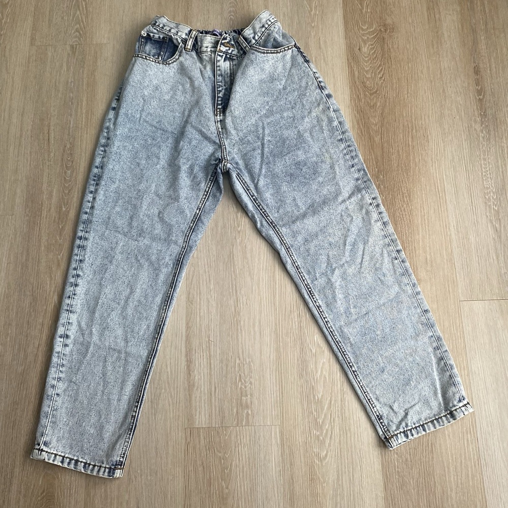 Vintage Style PUNYUS Japanese Acid Wash High Waisted Mom Jeans Straight Leg SZ 2